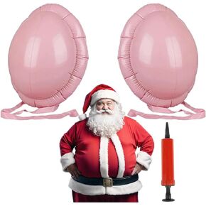 2 Pack Inflatable Pregnant Belly Fake Beer Belly Santa Big Belly Cosplay Belly Props with Inflator for Women Men Mardi Gras Costume