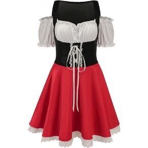 bslingerie Women German Bavarian Off Shoulder Oktoberfest Beer Costume Dress