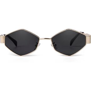 SDINM Hexagon Sunglasses for Women Retro Vintage Gold Metal Geometric Sun Glasses Shades UV Protection