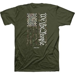 Hold Fast Kerusso We The People Camo Flag Military Green Cotton Crew Neck T-Shirt