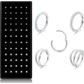 THUNARAZ الفولاذ المقاوم للصدأ ترصيع الأنف خواتم هوب للنساء الرجال 18G 22G الفرس الحاجز خواتم ثقب المجوهرات in Kuwait