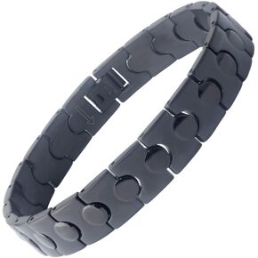 KYOSI Black Mens Bracelet 316L Stainless Steel Bracelet for Men 22cm Link Fashion Jewelry