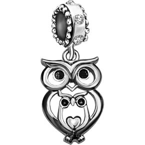 Owl Birthstone Mother Mom Love Family Heart Animal Womens Bead Charms for Bracelets Mother Grandma Halloween Jewelry