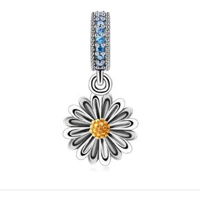 925 Sterling Silver Sunflower Charm Flower Charm Love Charm Anniversary Charm for Pandora Charm Bracelet