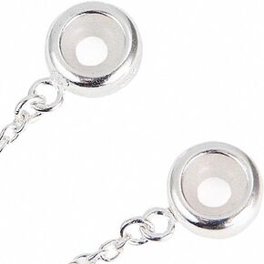 Safety Chain with Rubber Stopper Beads 925 Sterling Silver Safety Chain Charms Fits European Bracelet