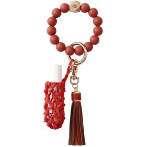 Sither Silicone Keychain Ring for Women Cute Keyring Bracelet Bangle with Tassel Car Keychain Holder for Momr's Gift