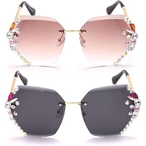 willochra Square Crystal Sunglasses Women Shades Rimless Rhinestone Sun Glasses Female diamonds Party Eyewear