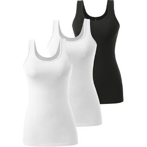 Orrpally 3 Piece Cotton Basic Tank Tops for Women Undershirts Tanks Sleeveless Layering Cami Tank Tops