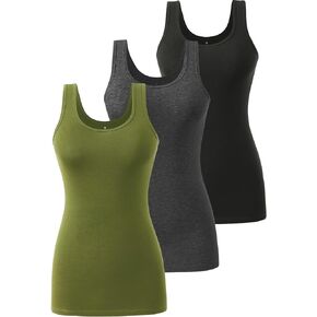 Orrpally 3 Piece Cotton Basic Tank Tops for Women Undershirts Tanks Sleeveless Layering Cami Tank Tops