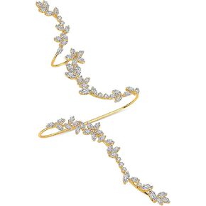 متعددة الأصابع بيان حلقة الكفة، قابل للتعديل تشيكوسلوفاكيا مكعب زركونيا كريستال افتتاح خواتم ورقة شكل النخيل خاتم كوكتيل زي حفل زفاف حفلة موسيقية الديكور خاتم المجوهرات للنساء الفتيات الهدايا لها in Kuwait