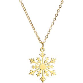 Snowflake Christmas Pendant Necklace Winter Jewelry Friendship Dainty Necklace Christmas New Year Holiday Gifts for Women Girls Teen Snow Lovers Stainless Steel Adjustable Link Chain