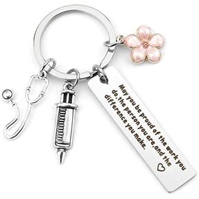 Fuqimanman2020 Nurse Gifts Nurse Keychain Surgical Mask Syringe Stethoscope Charm Keychain Nurse Doctor Appreciation Gifts