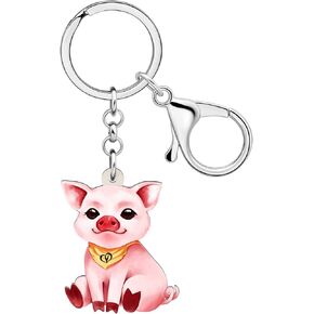 Acrylic Pink Pig Keychain Wallet Car Key Chain Rings Jewelry Anime Pig Gifts for Pig Lovers Women Girls Party Favors
