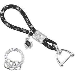 KORUIPEI Car Keychain for Women Black, Crystal Rhinestones Keychains Accessories, Girly Bling Key Chain Women for Car Keys