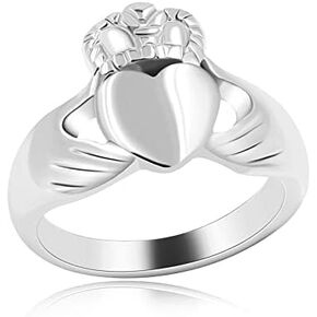 Men's Claddagh Heart Hand Ring Loyalty Friendship Rings Stainless Steel Wedding Band for Men Boy Y981-2D