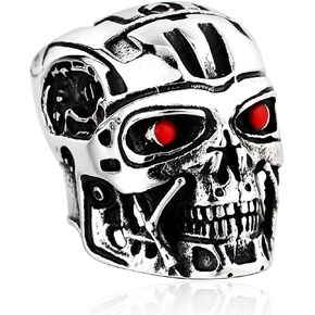 LAIMIUMIU33 Skull Rings for men Terminator Mask Soldier Rings Vampire Ruby Eyes Skull Ring Biker 316 Stainless Steel Rings Devil Demon Gothic Style Iced Out Jewelry Punk Ring Hip Hop Heavy Metal