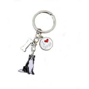 Keychains, Lovely Dog Key-ring Portable Metal Keychain Keyring Key Decor Car Keyring Tag (Border Collie)