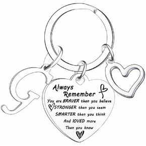 MADHAHEFU Inspirational Keychain for Men Women Daughter Son Letter Initial Alphabet Keychains Birthday Christmas Gifts