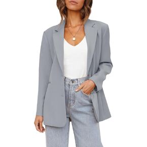 Womens Casual Blazers Long Sleeve Oversized Open Front Business Lapel Button Work Office Jackets Grey in Kuwait