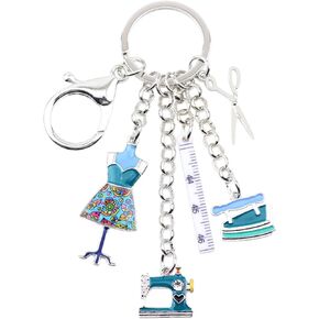 DOWAY Enamel Sewing Machine Keychain Costura Key Chain Charm Sewing Gifts for Women Quilters Tailor Dressmaker