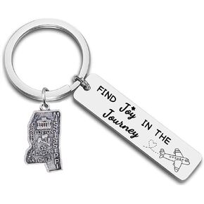 JJTZX Find Joy in The Journey Keychain USA State Map Key Ring Congratulations Gift for Her Retirement Gifts for Women