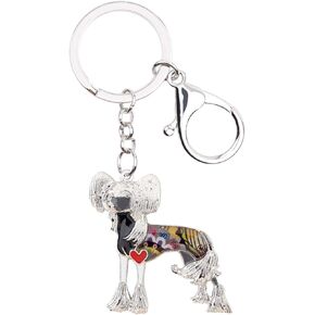 Alloy Chinese Crested Dog Keychain Enamel Charms Bag Car Wallet Jewelry For Women Girls