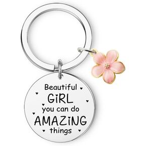 RFTWXHPN Inspirational Gifts Keychains for Girls Women Beautiful Girl You Can Do Amazing Things Keychain for Daughter Sister Christmas Birthday Gift for BFF Niece Encouragement Gifts