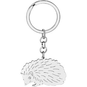 Stainless Steel Cute Hedgehog Keychain Funny Design Car Key Purse Keyring Animals Gifts for Women Girls Novelty Charms