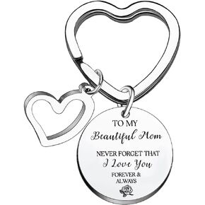 BESPMOSP Mom Keyring Mother Mummy Gift From Son Daughter Gifts For Women Birthday Keychain For Mom Mom Never Forgrt That I Love You Birthday Gifts Mother's Day Gifts