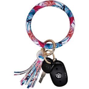 Keychain Bracelet Wristlet Bangle Key Holder Round Keyring Leather Tassel Key Ring Chain for Women Girls