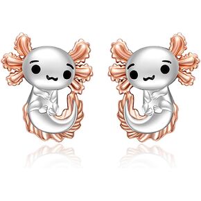Axolotl Earrings for Women Mexican Rose Gold Axolotl Stud Earrings Sterling Silver Cute Animal Jewelry Charm Valentine Christmas Birthday Gifts, Metal, Cubic Zirconia in Kuwait