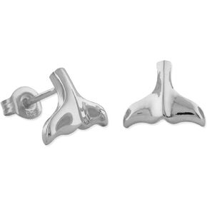 Sterling Silver Small Whale Tail Stud Earrings
