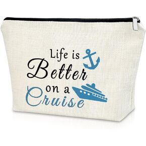 Sazuwu Cruise Gifts for Women Makeup Bag Cruise Trip Vacation Gift Cruise Travel Gifts Cosmetic Bag Gifts for Cruise Lovers Carnival Cruise Themed Birthday Gift Beach Weekend Gifts