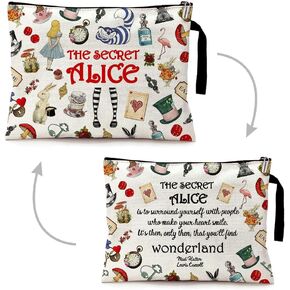 Wonderland Themed Zipper Cosmetic bag keychain pendant, The Best Friendship Gift for Friends, Wonderland Theme Cosmetic Travel Bag，Motivational Quote，Gifts for Women Sister Friend