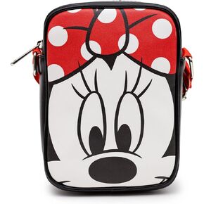Disney Bag, Cross Body, Minnie Mouse Face Character Close Up, Black, Vegan Leather