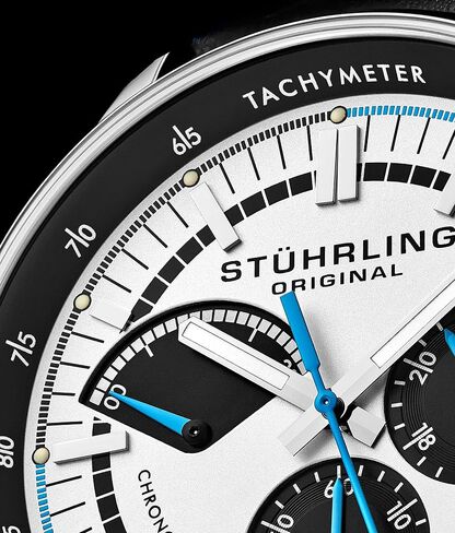 Stuhrling Original Men's Leather Chronograph Watch - Stainless Steel Case - Analog Dial with Date in Saudi Arabia