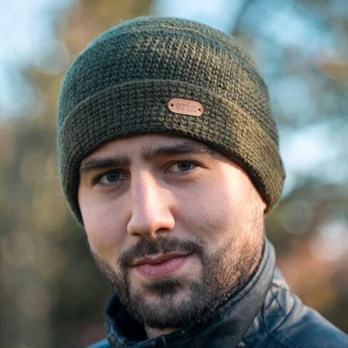 Crochet Turn-Up Beanie Cap for Men in Saudi Arabia
