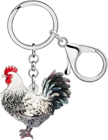 Acrylic Cute Chicken Hen Rooster Keychain for Women Key Rings Gifts for Car Purse Bags Keys Pet Lovers Accessories in Kuwait