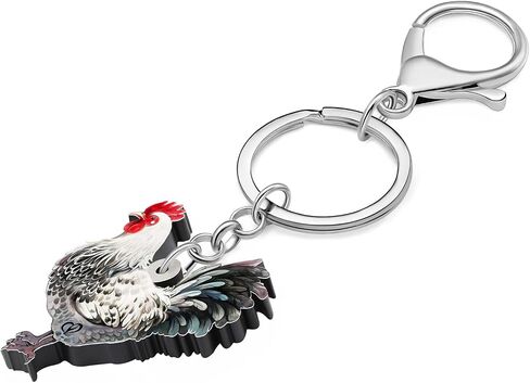 Acrylic Cute Chicken Hen Rooster Keychain for Women Key Rings Gifts for Car Purse Bags Keys Pet Lovers Accessories in Kuwait