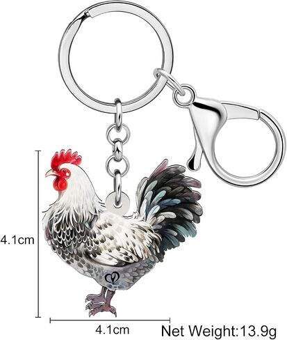 Acrylic Cute Chicken Hen Rooster Keychain for Women Key Rings Gifts for Car Purse Bags Keys Pet Lovers Accessories in Kuwait