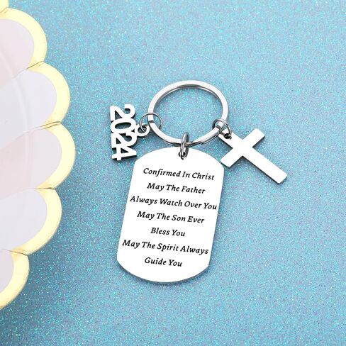 2024 First Communion Gifts Keychain for Teenage Girls Boys Religious Christian Gifts for Women Men Girls Boys Him Christmas Gifts for Women Men Baptism Graduation Birthday Gifts for Teenage Her Him in Saudi Arabia