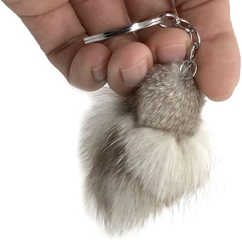 سلسلة مفاتيح بوم من فرو المنك الأصلي - حلية محفظة حقيبة الدجاج - إكسسوار جيب Chicklet الفاخر in Kuwait