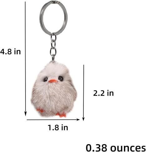 سلسلة مفاتيح بوم من فرو المنك الأصلي - حلية محفظة حقيبة الدجاج - إكسسوار جيب Chicklet الفاخر in Kuwait