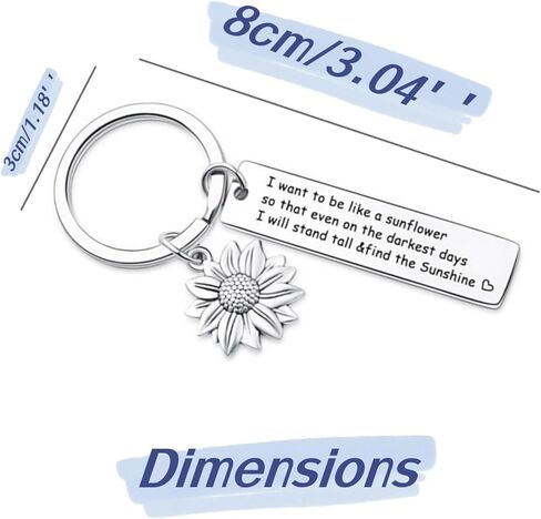 LONG TAO 12 Pcs Sunflower Stainless Steel Keychain Hanging Buckle Encouragement Keyring Inspirational Keychain Friendship Birthday Christmas Gift for Best Friend Women Female Gifts, Silver, samll in Kuwait