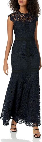 Shoshanna Women's Carlotta Peony Lace Long Dress, Jet/Navy in Saudi Arabia