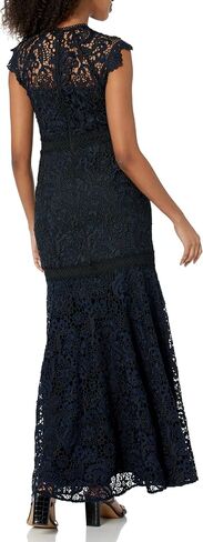 Shoshanna Women's Carlotta Peony Lace Long Dress, Jet/Navy in Saudi Arabia