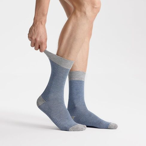 VRD SOCKS Mens Dress Socks, Bamboo Socks for Men, 5-Pack - Shoe Size 8-13, Pacific Grey - Striped in Saudi Arabia