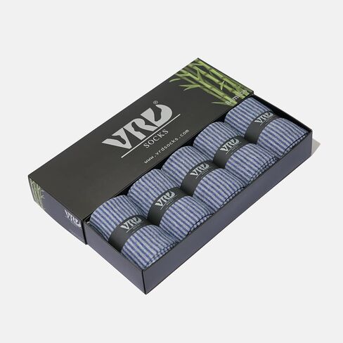 VRD SOCKS Mens Dress Socks, Bamboo Socks for Men, 5-Pack - Shoe Size 8-13, Pacific Grey - Striped in Saudi Arabia