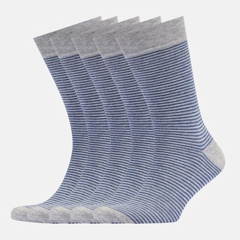 VRD SOCKS Mens Dress Socks, Bamboo Socks for Men, 5-Pack - Shoe Size 8-13, Pacific Grey - Striped in Saudi Arabia