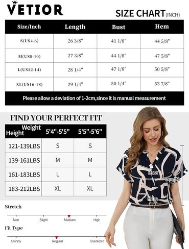 VETIOR Summer V Neck Short Sleeve Flowy Tunic Shirts Blouses for Women Dressy Casual in Saudi Arabia
